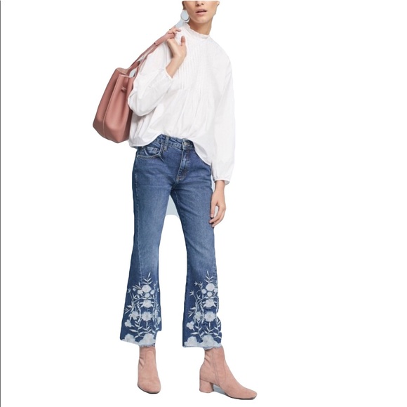 Anthropologie Denim - Anthropologie Pilcro jeans & the Letterpress embroidered crop flare price firm